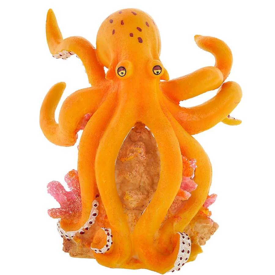 PetSmart Top Fin Orange Octopus Fish Tank Decor - Unique Aquarium Ornament for Aquatic Pets
