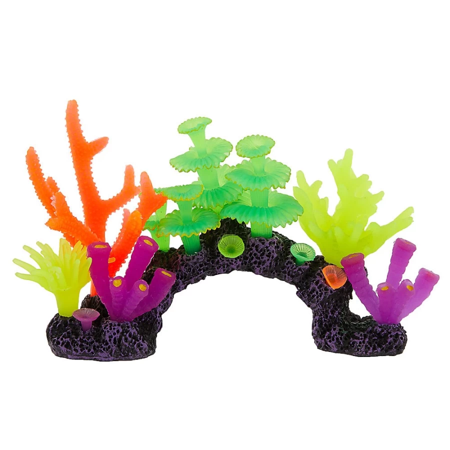 PetSmart Top Fin Glow Sea Anemone Cave - Colorful LED Aquarium Decor for Fish Tanks