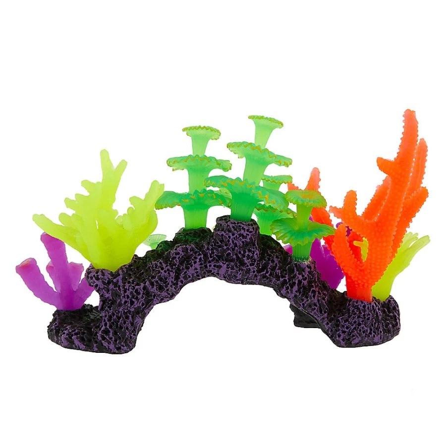 PetSmart Top Fin Glow Sea Anemone Cave - Colorful LED Aquarium Decor for Fish Tanks