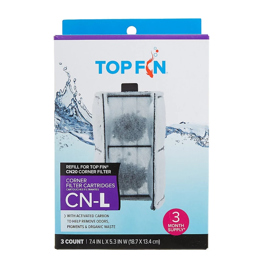 PetSmart Top Fin CN-L Corner Filter Cartridges – Replacement Filter Media for Aquarium Corner Filters
