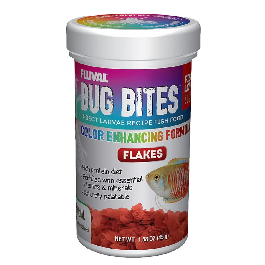 PetSmart Fluval Bug Bites Tropical Fish Food - Color Enhancing Flakes for Vibrant Aquarium Fish