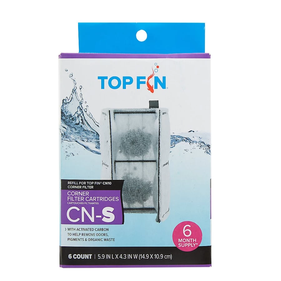 PetSmart Top Fin CN-S Corner Filter Cartridges – Replacement Filter Media for Aquarium Corner Filters