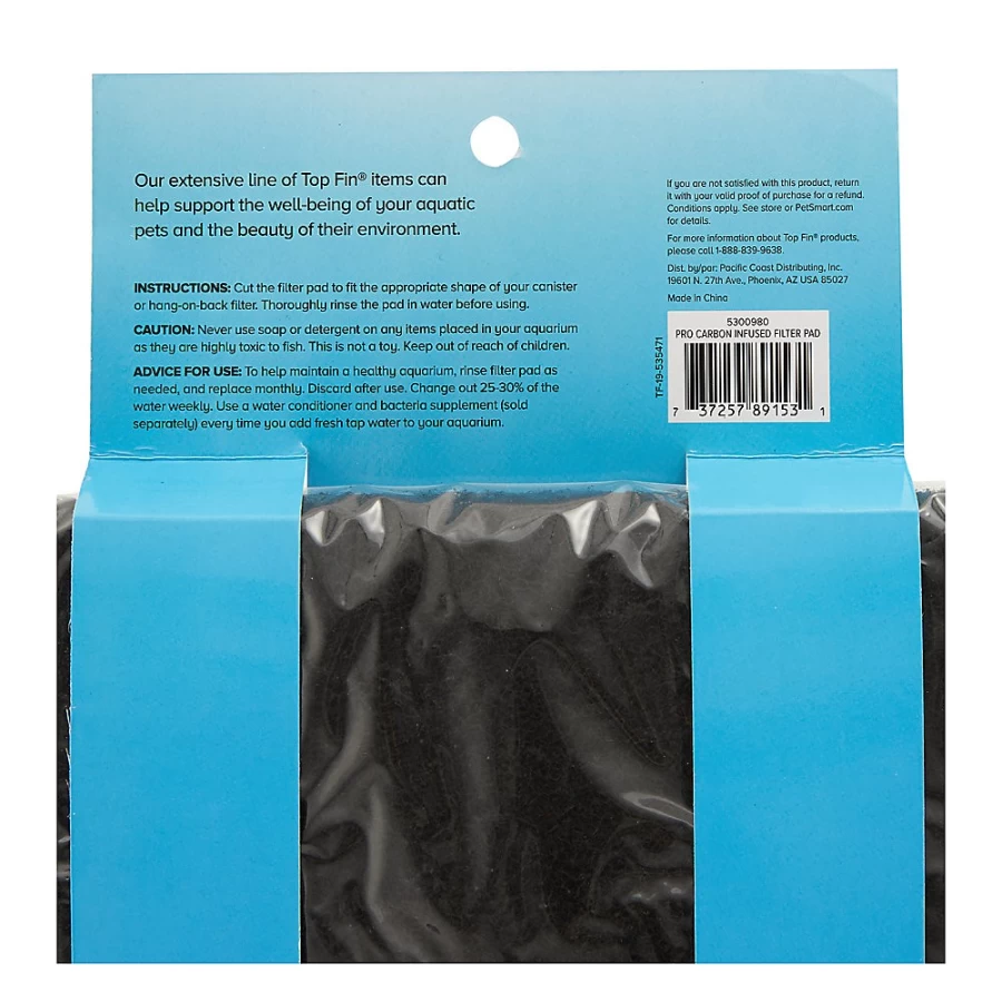 PetSmart Top Fin Premium Carbon Infused Aquarium Filter Pad for Crystal Clear Water