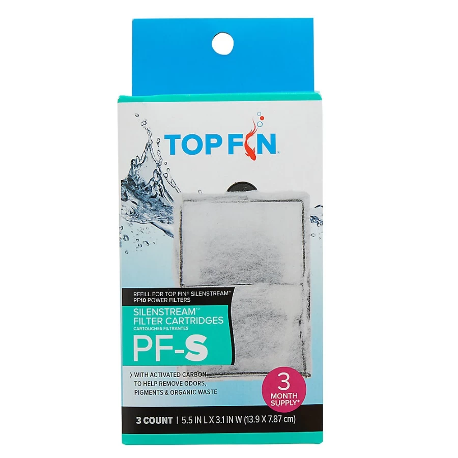 PetSmart Top Fin PF-S SilentStream Aquarium Filter Cartridges – Replacement Filter Media for Quiet Water Flow