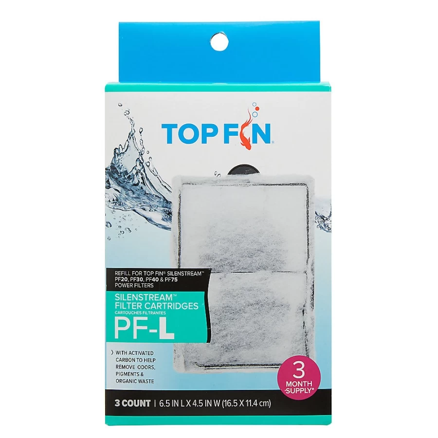 PetSmart Top Fin Silenstream Replacement Filter Cartridges - 3 Pack for Aquarium & Fish Tank Filtration