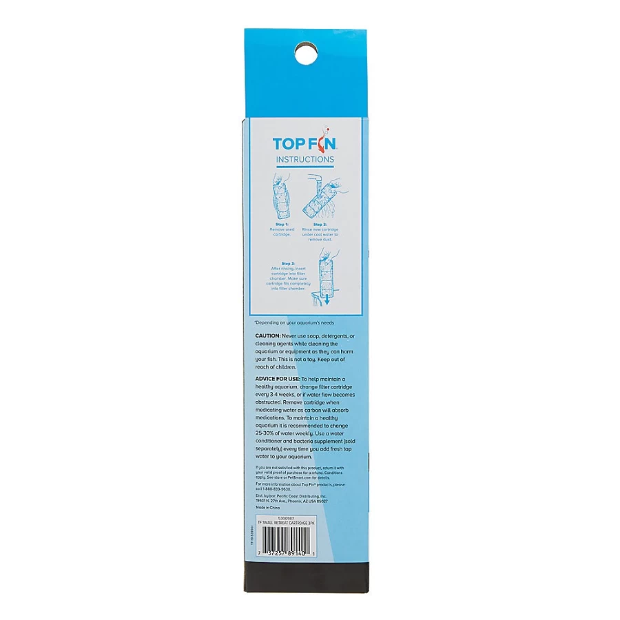 PetSmart Top Fin Retreat Replacement Filter Cartridges, 3-Pack for Aquarium & Fish Tank Maintenance