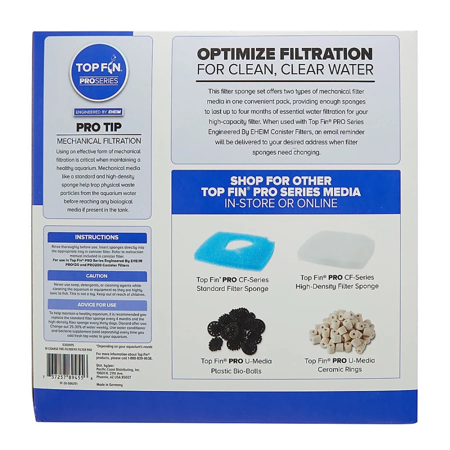 PetSmart Top Fin CF-Series High-Density Aquarium Filter Sponge for Optimal Water Filtration