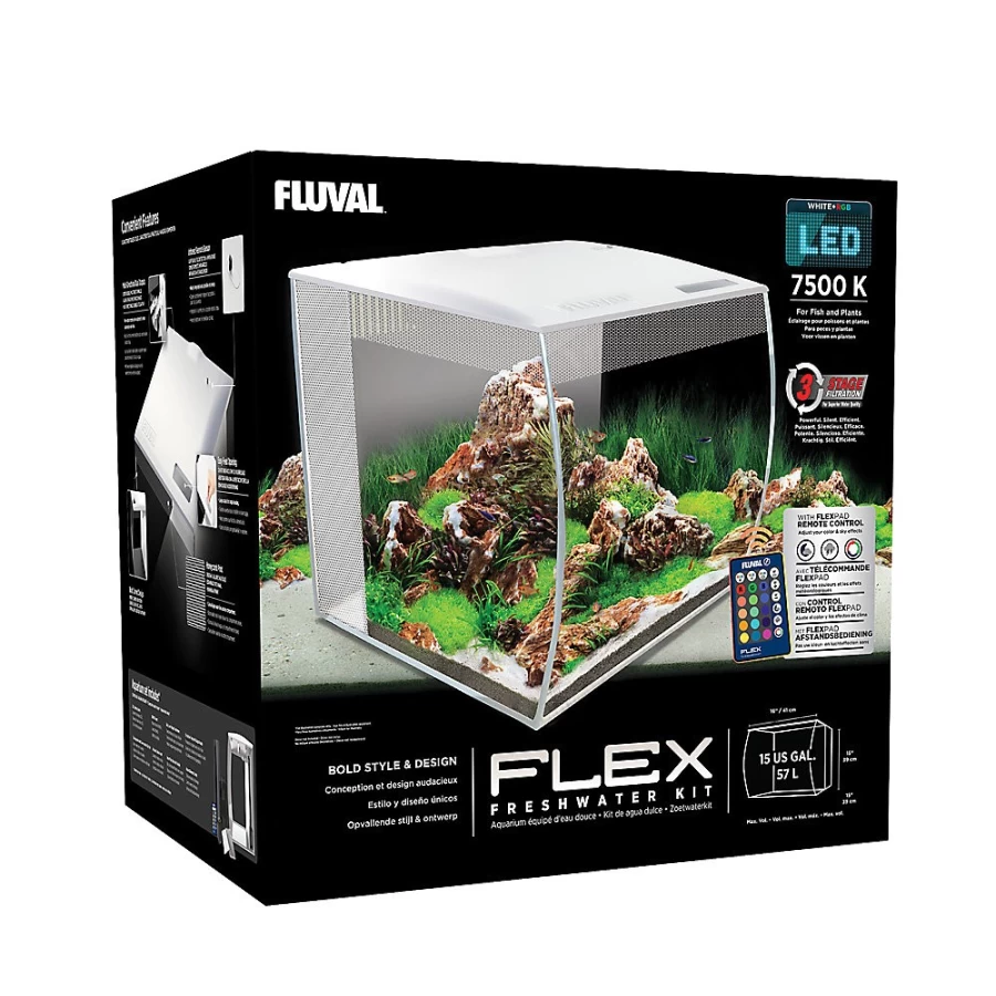 Fluval Flex 15 Gallon Aquarium Kit - All-in-One Fish Tank with LED Lighting by PetSmart