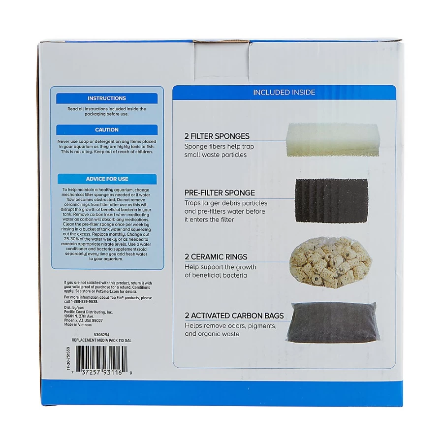 PetSmart Top Fin Pro Power Filter Media Pack – Premium Aquarium Filter Media for Optimal Water Clarity