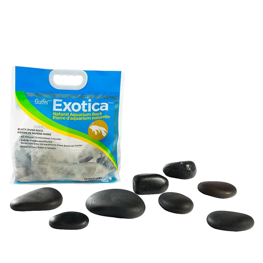 PetSmart CaribSea Exotica Black River Rock - 12 lb Bag for Aquarium & Terrarium Landscaping