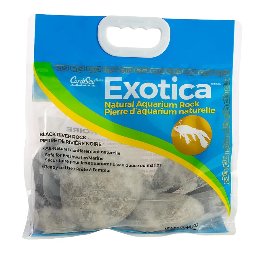 PetSmart CaribSea Exotica Black River Rock - 12 lb Bag for Aquarium & Terrarium Landscaping
