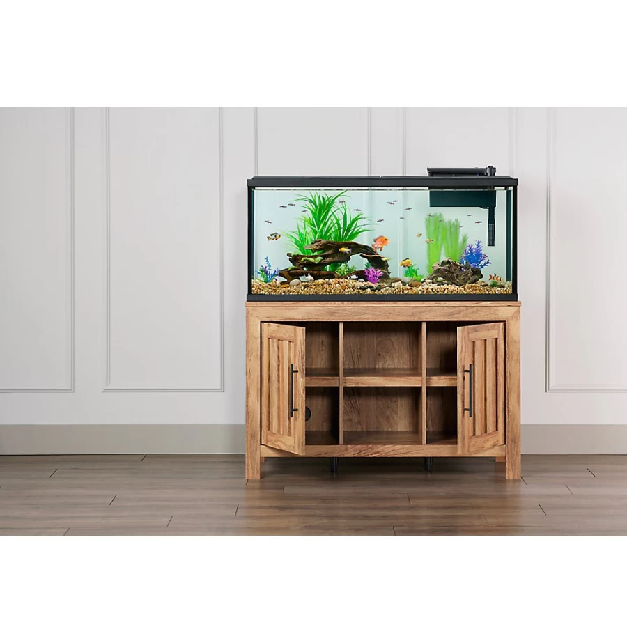 PetSmart Top Fin 55-75 Gallon Aquarium Stand for Fish Tanks – Heavy Duty Cabinet Storage