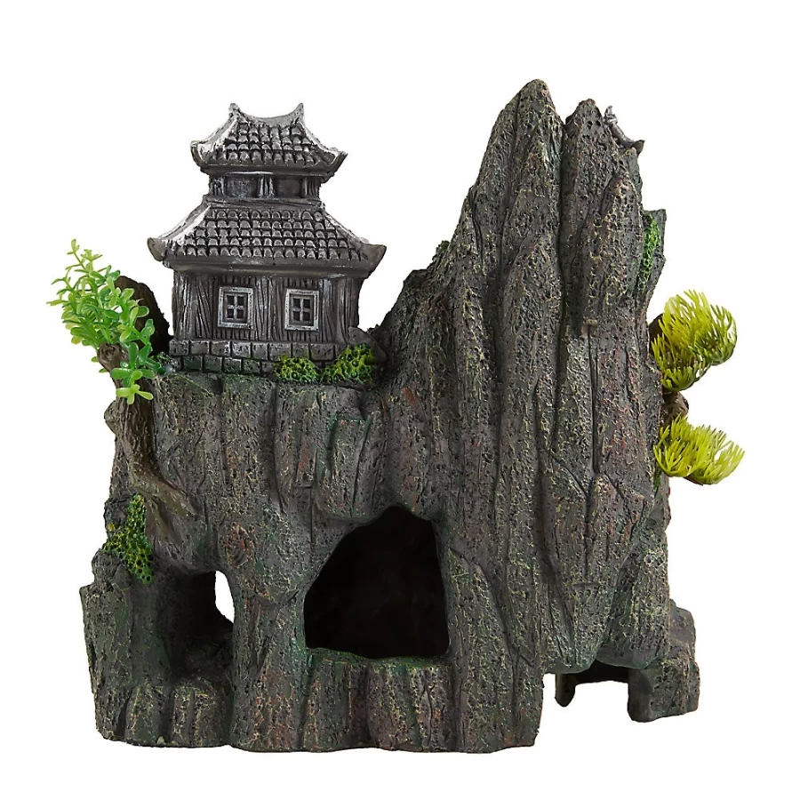 PetSmart Top Fin Asian Pagoda Aquarium Decoration with Rock Base for Fish Tank