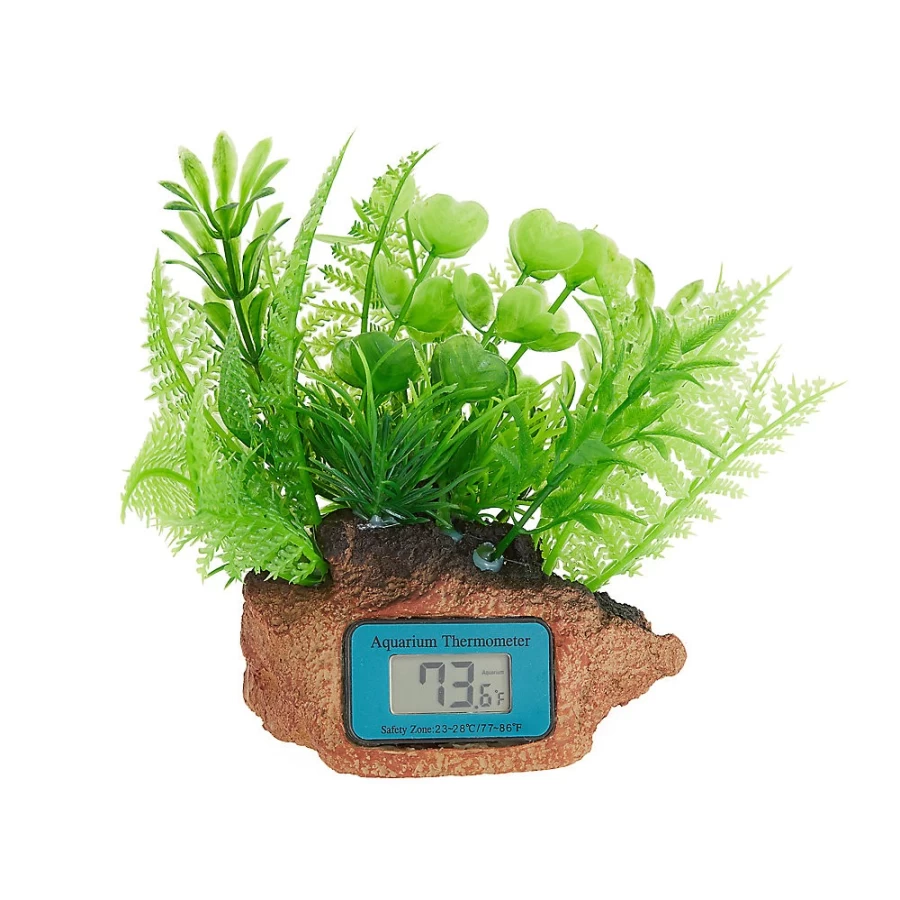 PetSmart Top Fin Aquarium Thermometer with Natural Plant Design for Fish Tanks