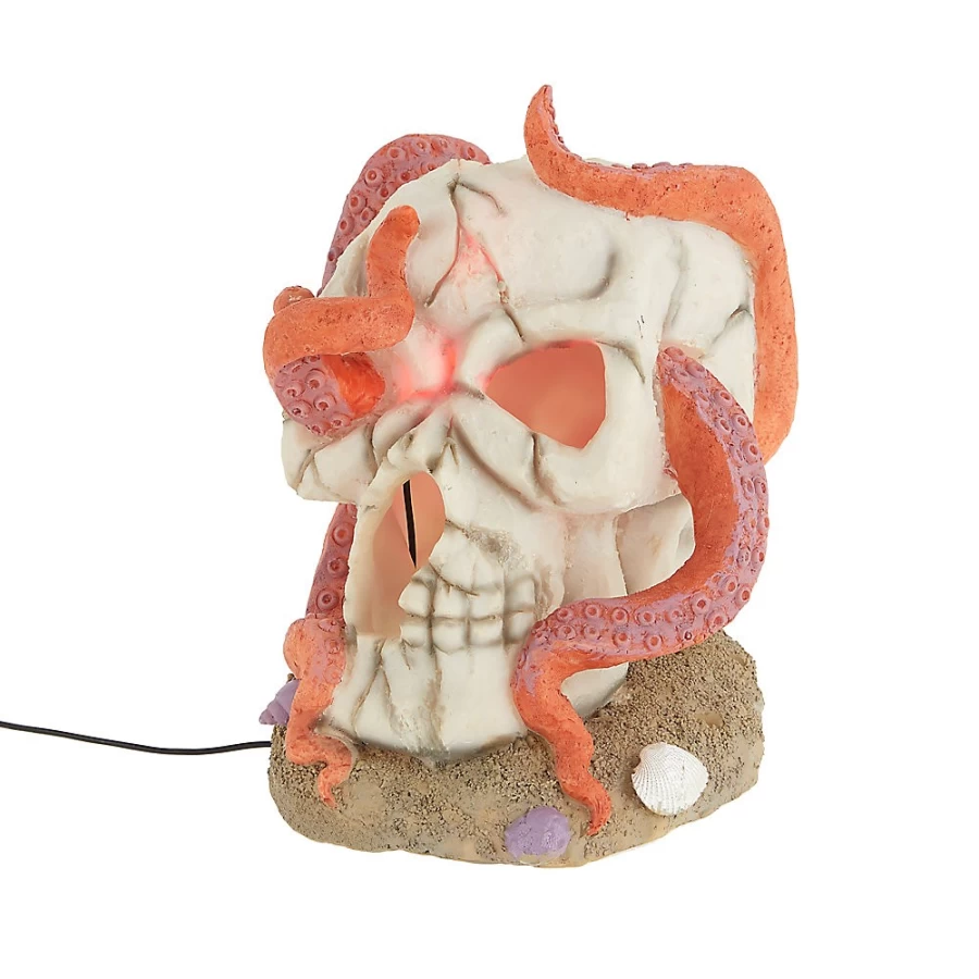 PetSmart Top Fin Glow-in-the-Dark Skull with Octopus Tentacles LED Aquarium Decoration
