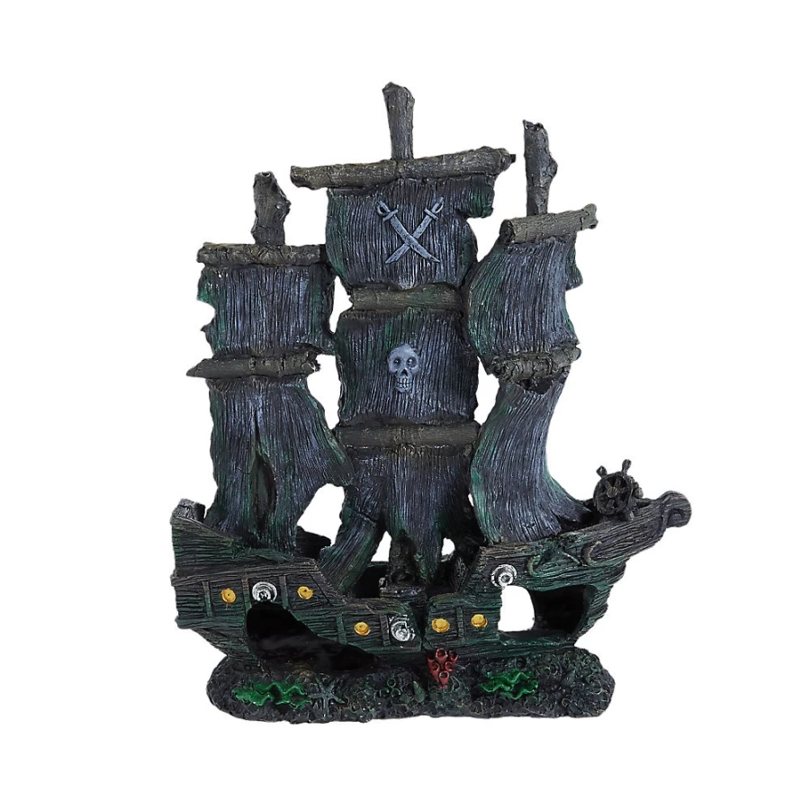 PetSmart Top Fin Dark Pirate Ship Aquarium Decoration for Fish Tank
