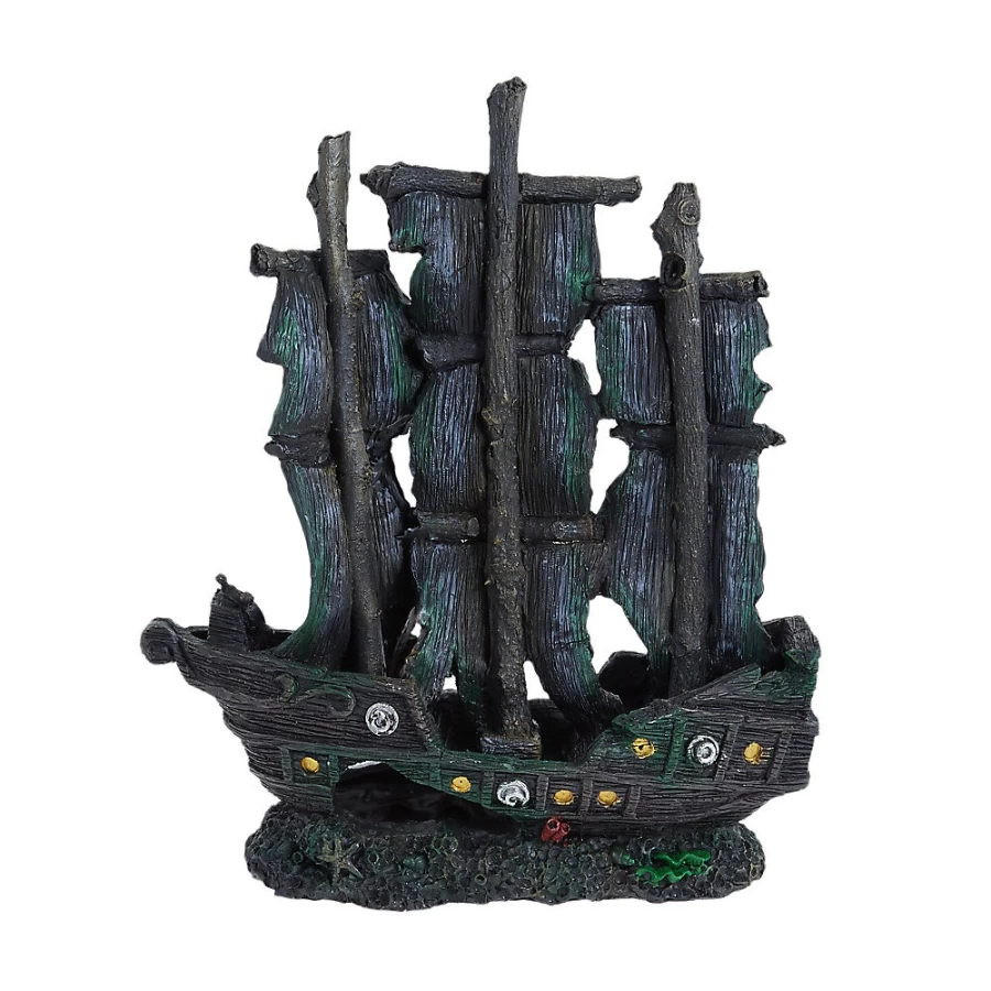 PetSmart Top Fin Dark Pirate Ship Aquarium Decoration for Fish Tank