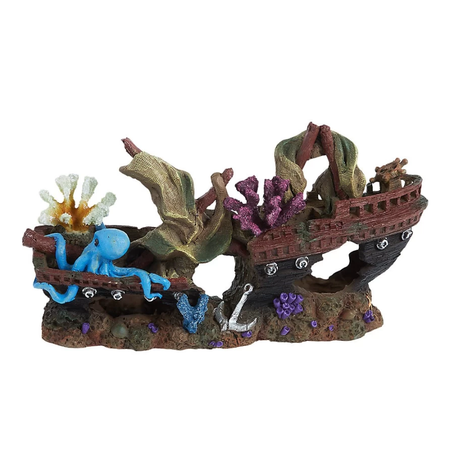 PetSmart Top Fin Sunken Ship Octopus Decor for Aquarium – Unique Fish Tank Ornament