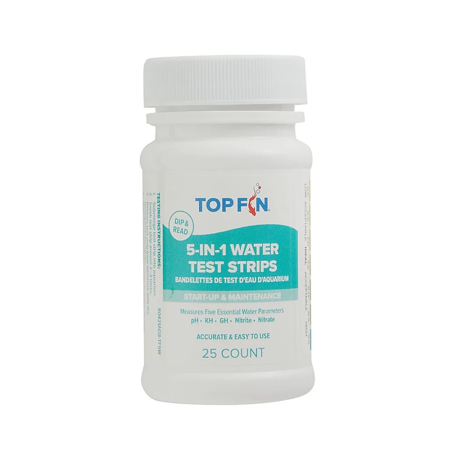 PetSmart Top Fin 5-in-1 Aquarium Water Test Strips for Freshwater & Saltwater Tanks