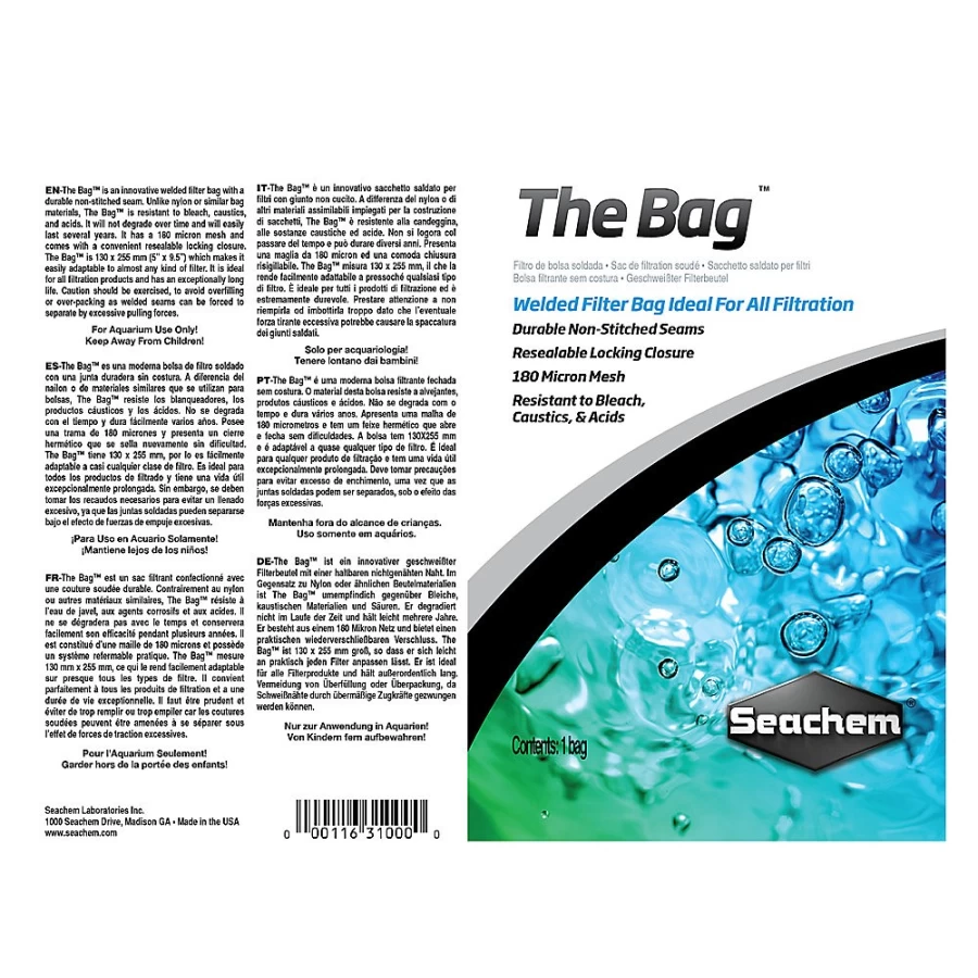 PetSmart Seachem The Bag Welded Mesh Filter Media for Aquarium Filtration