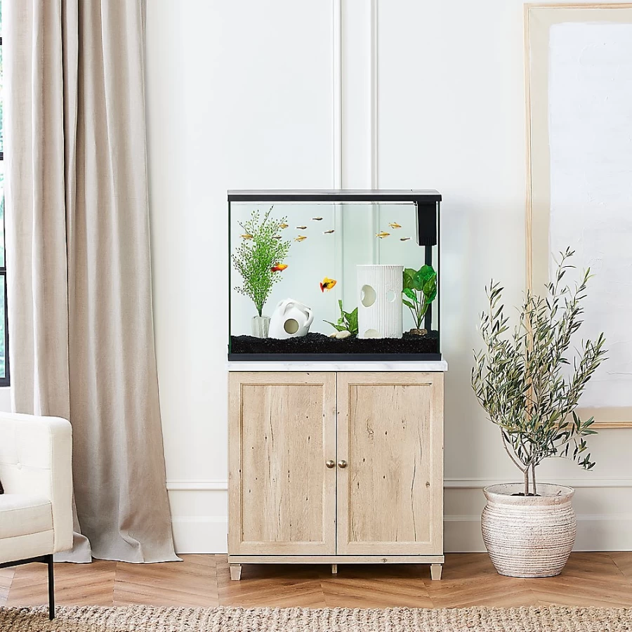 PetSmart NateJeremiah Universal Stand with Oak Frame and Marble Top - Holds Up to 37G
