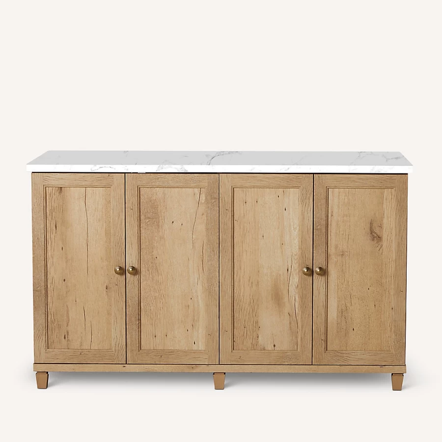 PetSmart NateJeremiah Universal Stand for Heavy Loads - Solid Oak with Marble Top, Supports Up to 75G