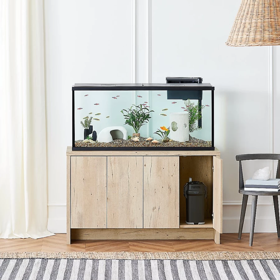 PetSmart NateJeremiah Universal Oak TV Stand - Supports Up to 75" Flat Screen, Sturdy Wood Entertainment Center