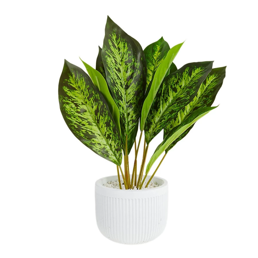 PetSmart Top Fin 16-Inch Artificial Aquarium Plant with White Pot for Fish Tank Decor