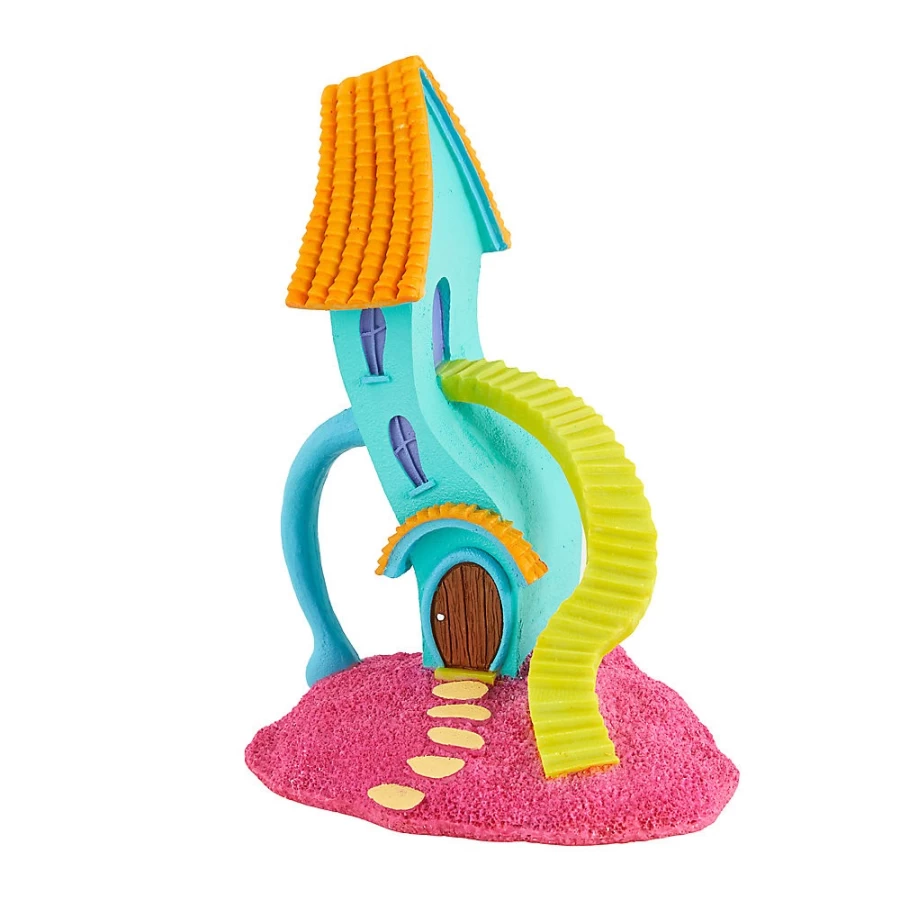 PetSmart Top Fin Upside Down Aquarium Decoration - Skinny Blu House Ornament for Fish Tanks