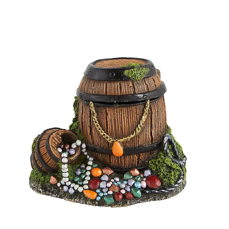 PetSmart Top Fin Pirate Ship Barrel Bubbler - Decorative Aquarium Ornament with Bubble Action