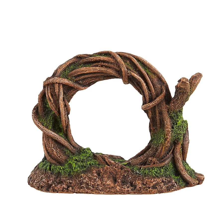 PetSmart Top Fin Wooden Circle Aquarium Decor - Standing Fish Tank Ornament for Aquatic Habitat